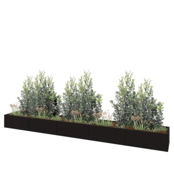 Jardinière XXL en acier - Rectangle - 500 x 60 x 40 cm - RAL9005 mat (noir) - Avec plaque de fond