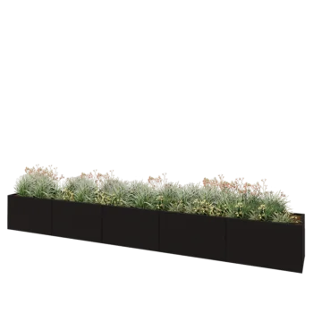Jardinière XXL en acier - Rectangle - 500 x 60 x 60 cm - RAL9005 mat (noir) - Sanc plaque de fond