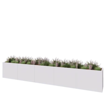 Jardinière XXL en acier - Rectangle - 500 x 60 x 80 cm - RAL9010 mat (blanc) - Sanc plaque de fond