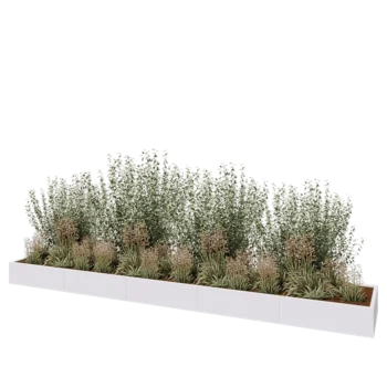 Jardinière XXL en acier - Rectangle - 500 x 80 x 30 cm - RAL9010 mat (blanc) - Sanc plaque de fond