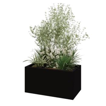 Jardinière en polyester - Rectangle - 80 x 40 x 40 cm - RAL9005 mat (noir) - Avec fond