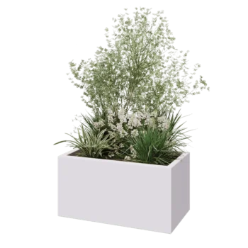 Jardinière en polyester - Rectangle - 80 x 40 x 40 cm - RAL9010 mat (blanc) - Avec fond