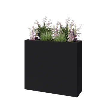 Jardinière en polyester - Rectangle - 90 x 25 x 80 cm - RAL7021 mat (gris noir) - Avec fond