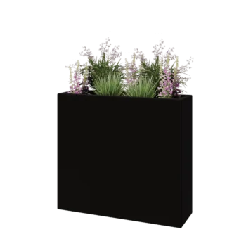 Jardinière en polyester - Rectangle - 90 x 25 x 80 cm - RAL9005 mat (noir) - Avec fond