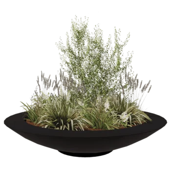 Jardinière en polyester - Coupe - Ø 200 x 40 cm - RAL9005 mat (noir) - Avec fond