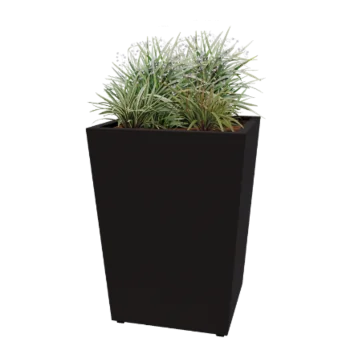 Jardinière en acier - Cône - 80 x 80 x 101,5 cm - Soudé - RAL9005 mat (noir) - Avec plaque de fond