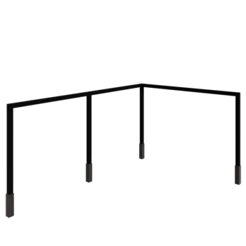 Pergola en acier - Angle - 600 x 412 x 230 cm - RAL9005 mat (noir) - Avec plot béton