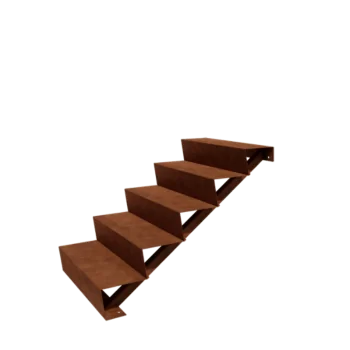 Escalier de jardin en acier Corten - 5-marches - 120 x 80 x 85 cm