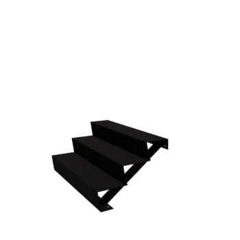 Escalier de jardin en acier - 3-marches - 72 x 120 x 51 cm - RAL9005 mat (noir)
