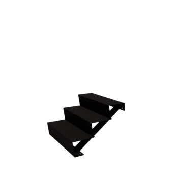Escalier de jardin en acier - 3-marches - 72 x 80 x 51 cm - RAL9005 mat (noir)