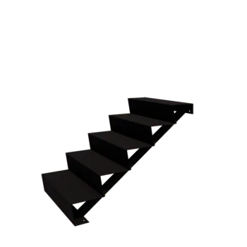 Escalier de jardin en acier - 5-marches - 120 x 80 x 85 cm - RAL9005 mat (noir)
