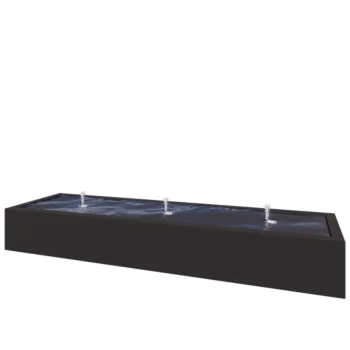 Tables d'eau en aluminium - Lyra - 300 x 80 x 40 cm - RAL9005 mat (noir) - Avec éclairage LED