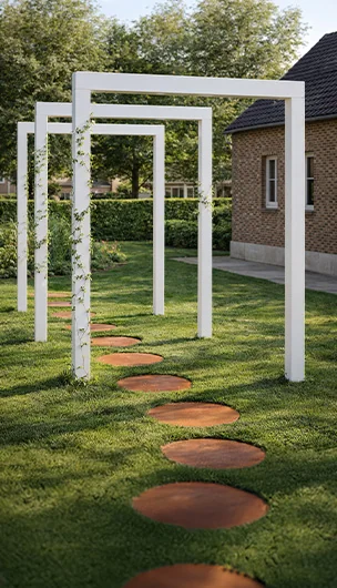 Pas japonais en acier Corten